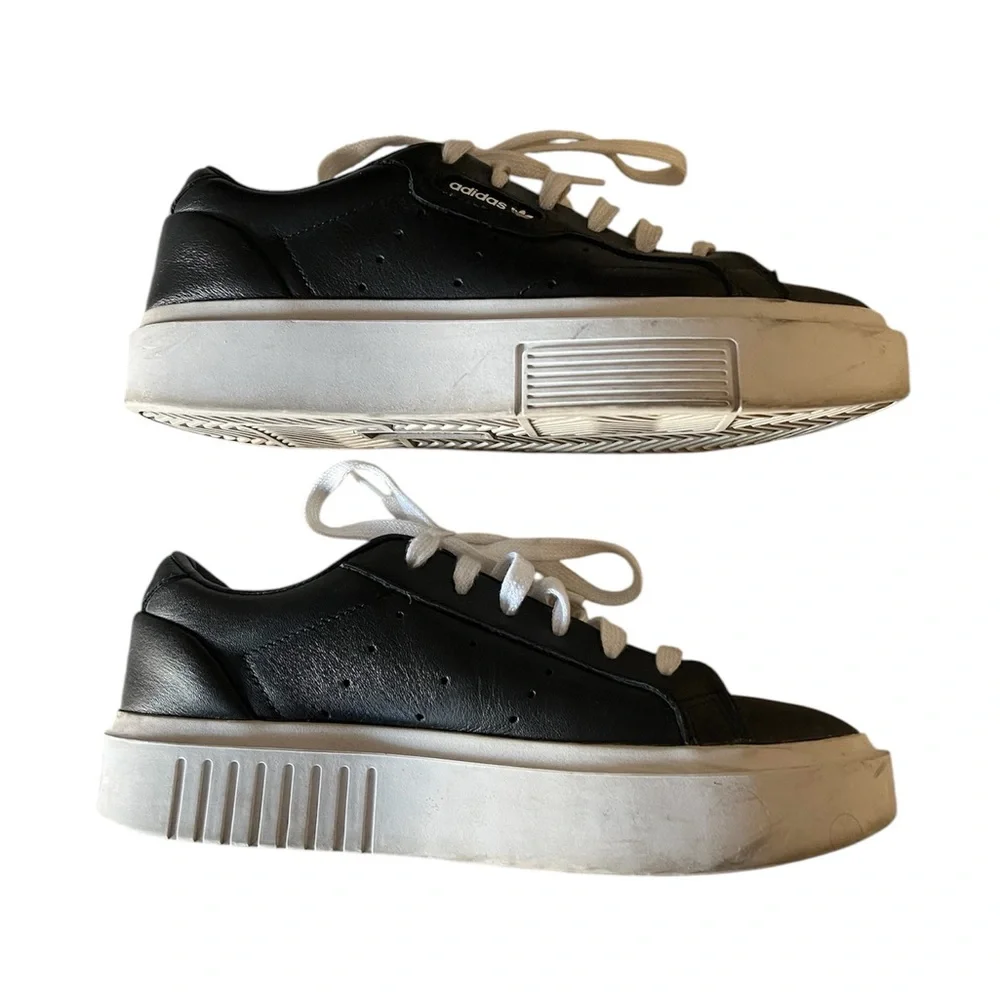 Adidas Sleek Super Womens Size 5.5‎ Black Athletic Casual Shoes Sneakers EE4519